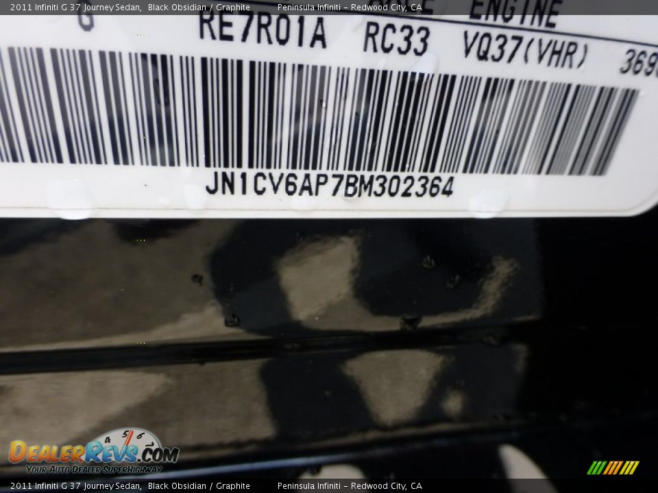 2011 Infiniti G 37 Journey Sedan Black Obsidian / Graphite Photo #10