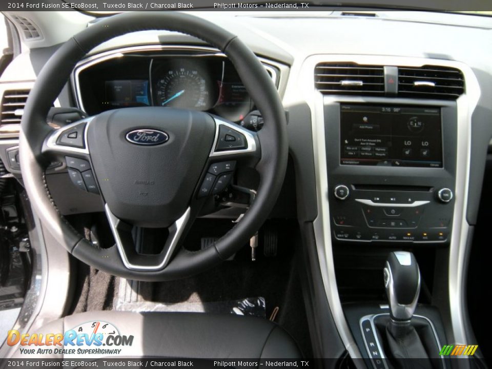 2014 Ford Fusion SE EcoBoost Tuxedo Black / Charcoal Black Photo #25