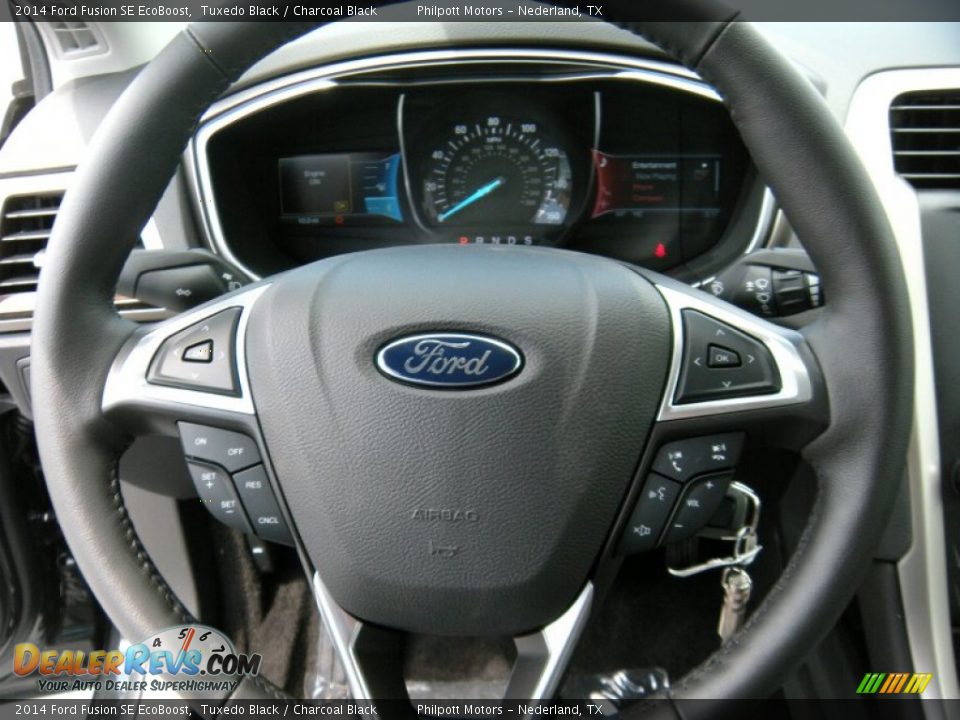 2014 Ford Fusion SE EcoBoost Tuxedo Black / Charcoal Black Photo #30