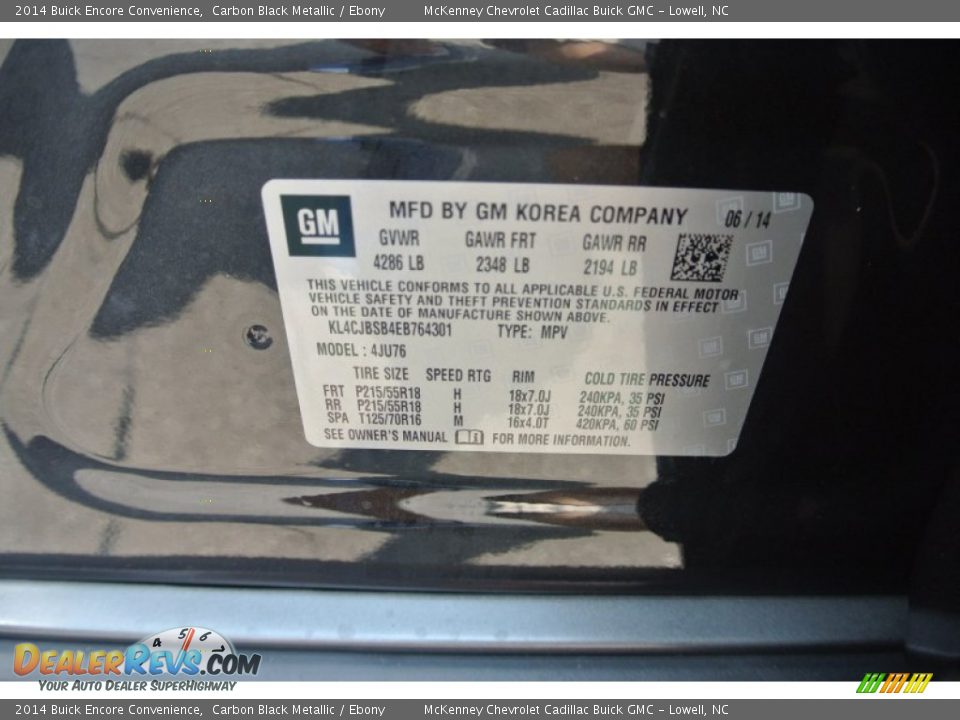 2014 Buick Encore Convenience Carbon Black Metallic / Ebony Photo #7