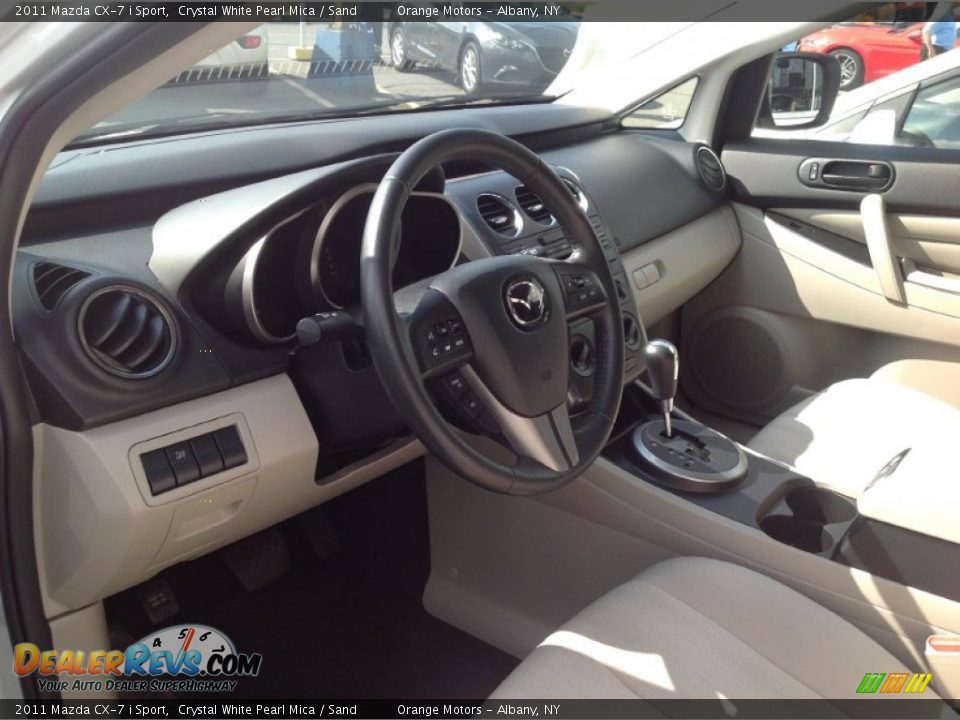 2011 Mazda CX-7 i Sport Crystal White Pearl Mica / Sand Photo #5
