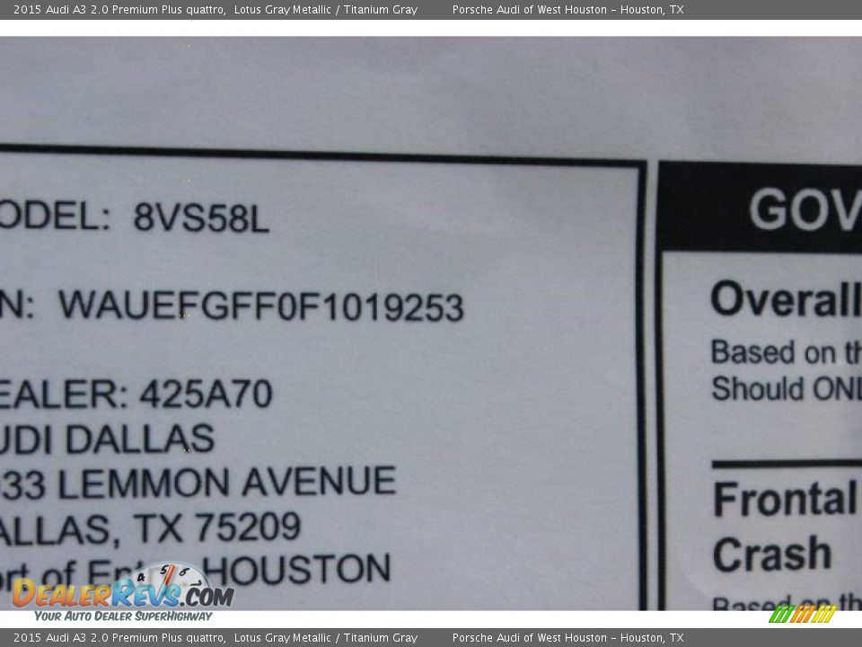2015 Audi A3 2.0 Premium Plus quattro Lotus Gray Metallic / Titanium Gray Photo #36