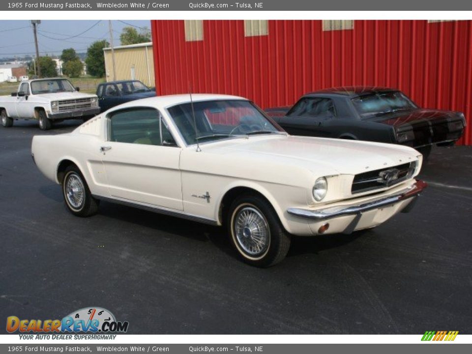 1965 Ford Mustang Fastback Wimbledon White / Green Photo #1