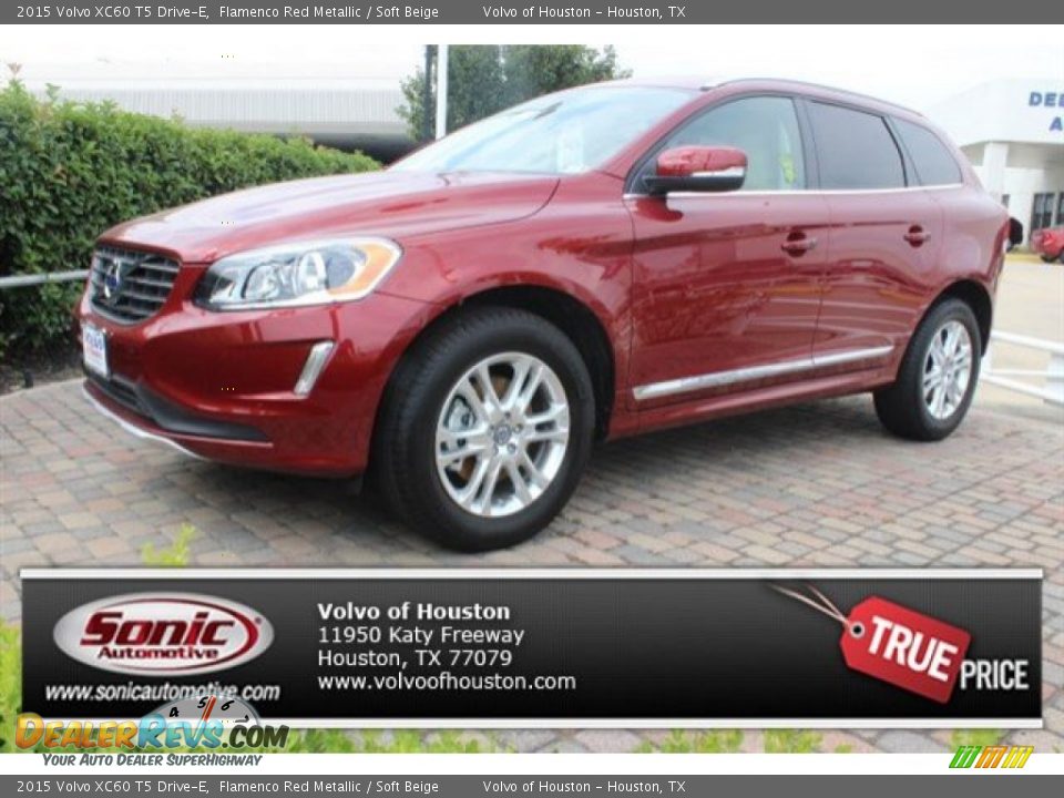 2015 Volvo XC60 T5 Drive-E Flamenco Red Metallic / Soft Beige Photo #1