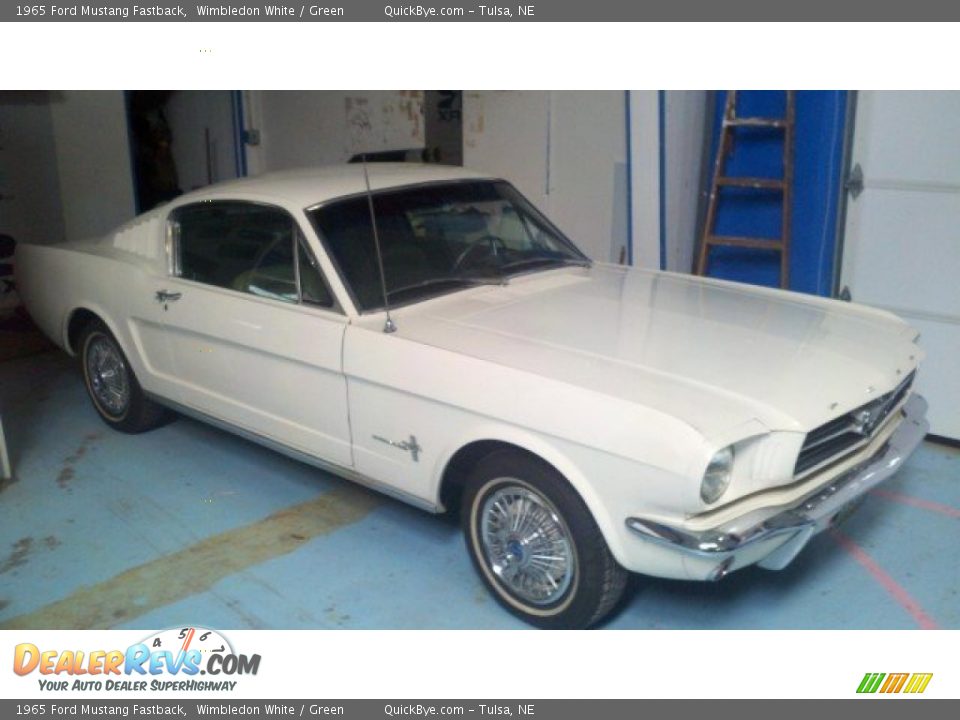 1965 Ford Mustang Fastback Wimbledon White / Green Photo #2