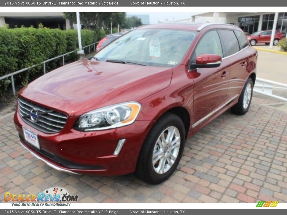 2015 Volvo XC60 T5 Drive-E Flamenco Red Metallic / Soft Beige Photo #3