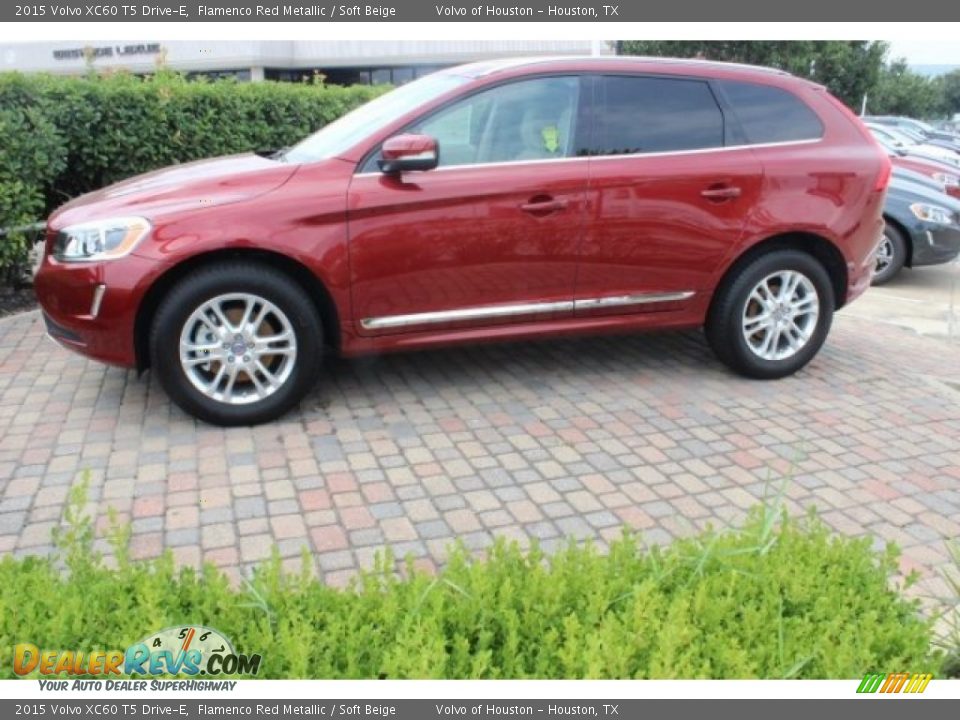2015 Volvo XC60 T5 Drive-E Flamenco Red Metallic / Soft Beige Photo #4