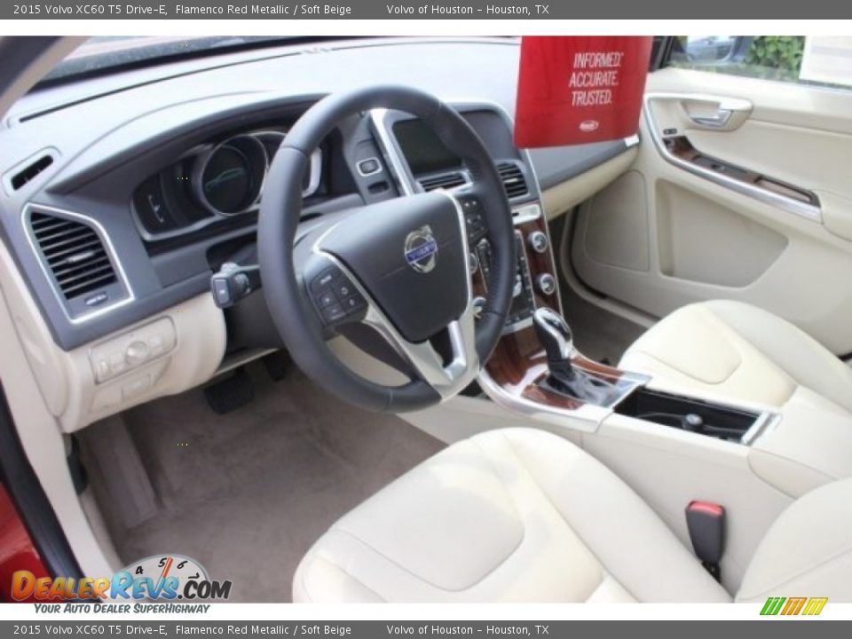 2015 Volvo XC60 T5 Drive-E Flamenco Red Metallic / Soft Beige Photo #10