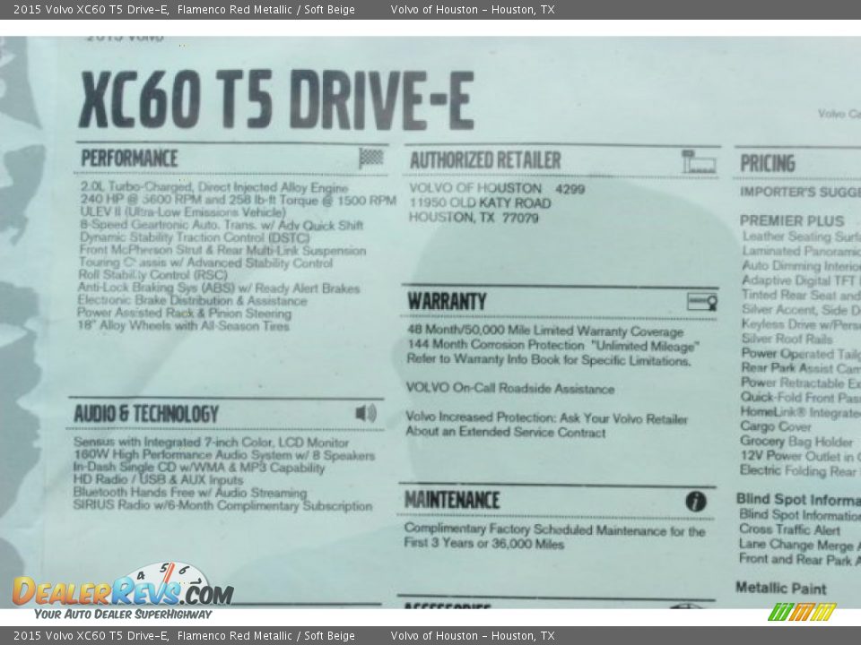 2015 Volvo XC60 T5 Drive-E Flamenco Red Metallic / Soft Beige Photo #33