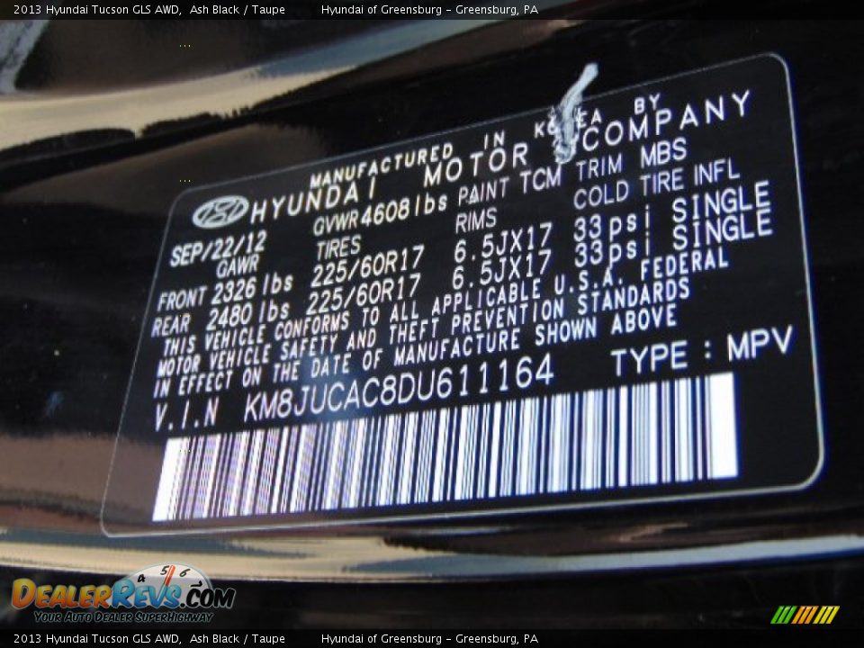 2013 Hyundai Tucson GLS AWD Ash Black / Taupe Photo #24