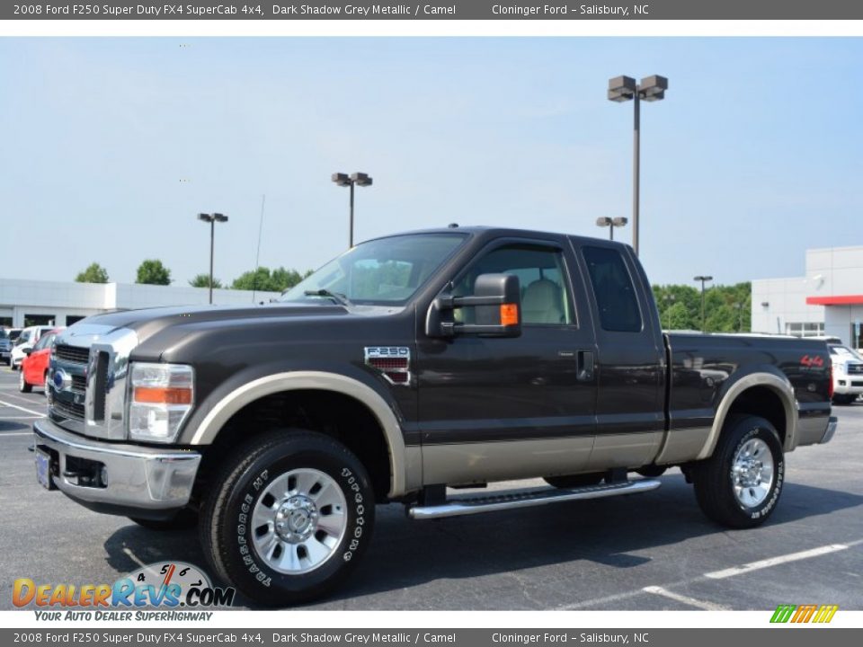 2008 Ford F250 Super Duty FX4 SuperCab 4x4 Dark Shadow Grey Metallic / Camel Photo #3