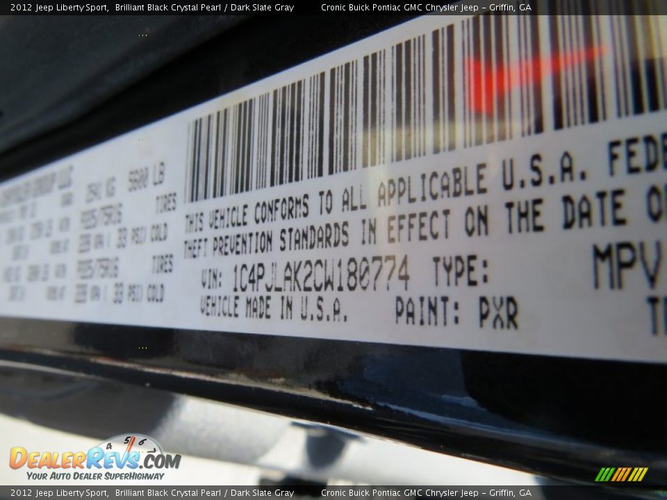 2012 Jeep Liberty Sport Brilliant Black Crystal Pearl / Dark Slate Gray Photo #26