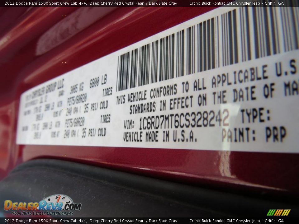 2012 Dodge Ram 1500 Sport Crew Cab 4x4 Deep Cherry Red Crystal Pearl / Dark Slate Gray Photo #27