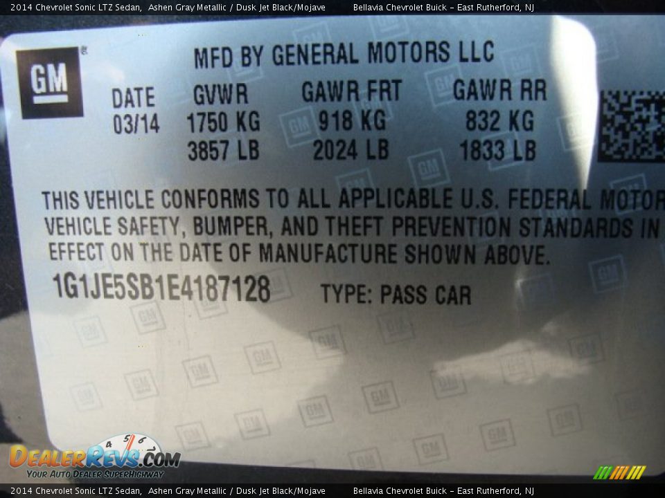 2014 Chevrolet Sonic LTZ Sedan Ashen Gray Metallic / Dusk Jet Black/Mojave Photo #15