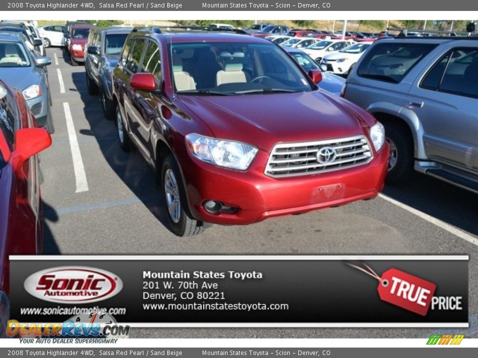 2008 Toyota Highlander 4WD Salsa Red Pearl / Sand Beige Photo #1