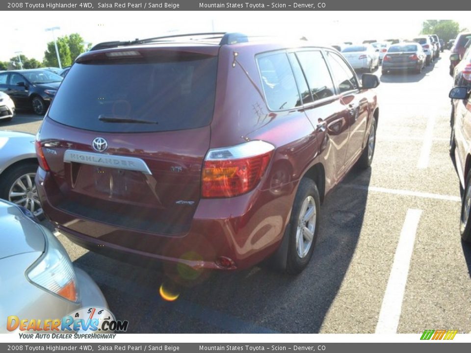 2008 Toyota Highlander 4WD Salsa Red Pearl / Sand Beige Photo #2