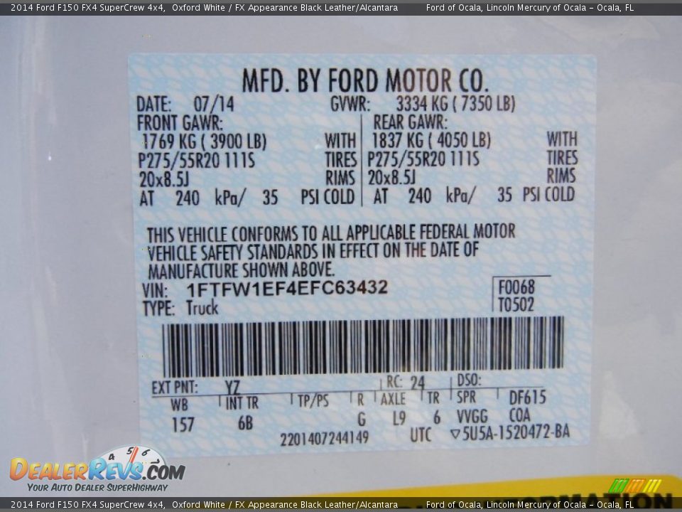 2014 Ford F150 FX4 SuperCrew 4x4 Oxford White / FX Appearance Black Leather/Alcantara Photo #13