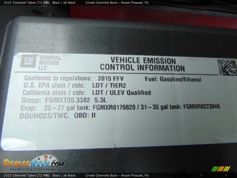 2015 Chevrolet Tahoe LTZ 4WD Black / Jet Black Photo #9