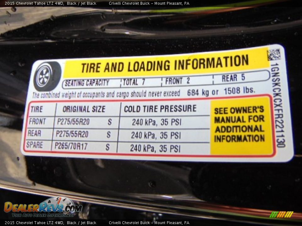 2015 Chevrolet Tahoe LTZ 4WD Black / Jet Black Photo #32