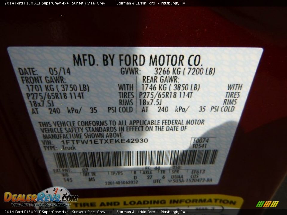 2014 Ford F150 XLT SuperCrew 4x4 Sunset / Steel Grey Photo #14