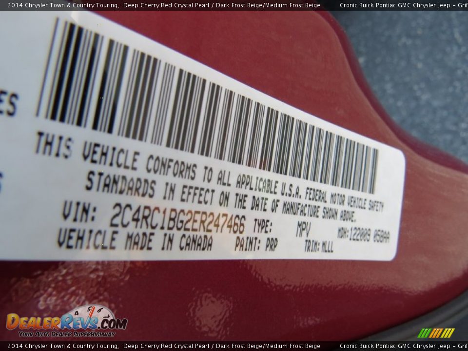 2014 Chrysler Town & Country Touring Deep Cherry Red Crystal Pearl / Dark Frost Beige/Medium Frost Beige Photo #27