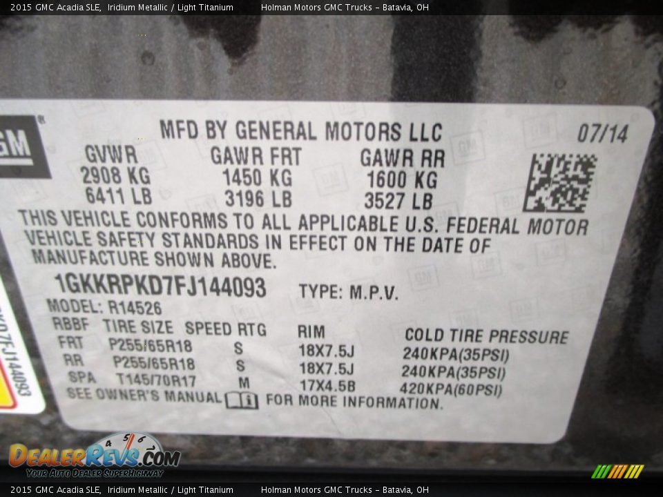 2015 GMC Acadia SLE Iridium Metallic / Light Titanium Photo #4