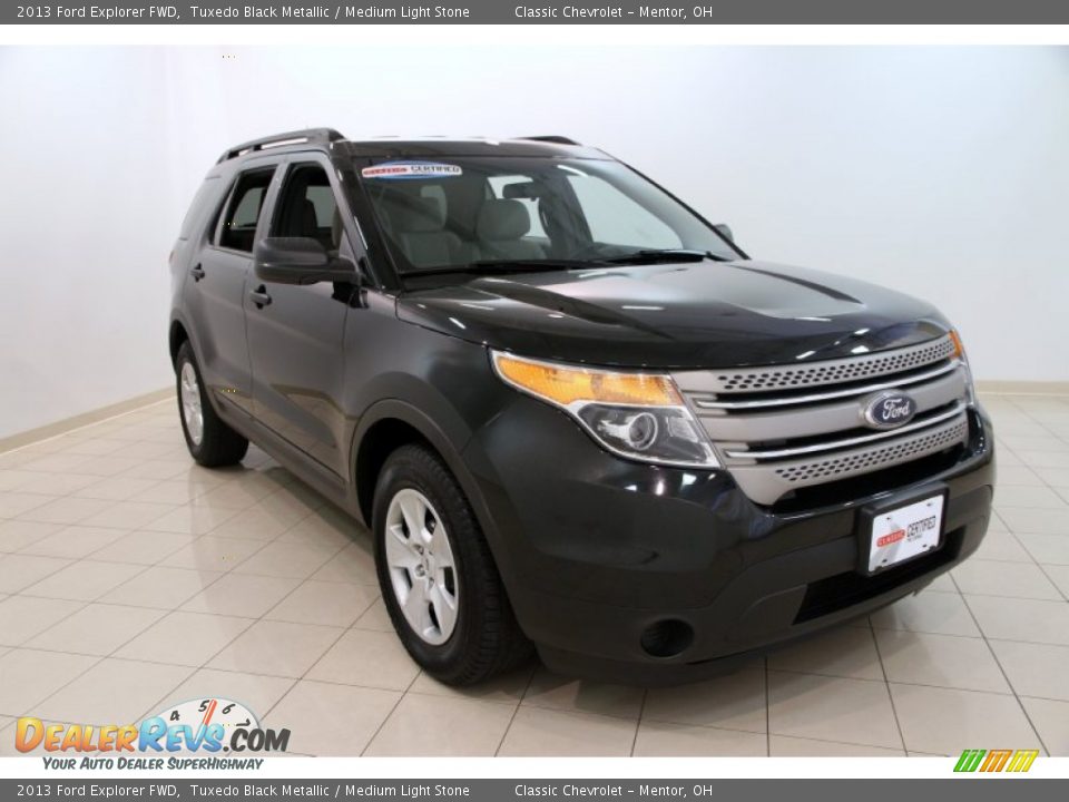 2013 Ford Explorer FWD Tuxedo Black Metallic / Medium Light Stone Photo #1