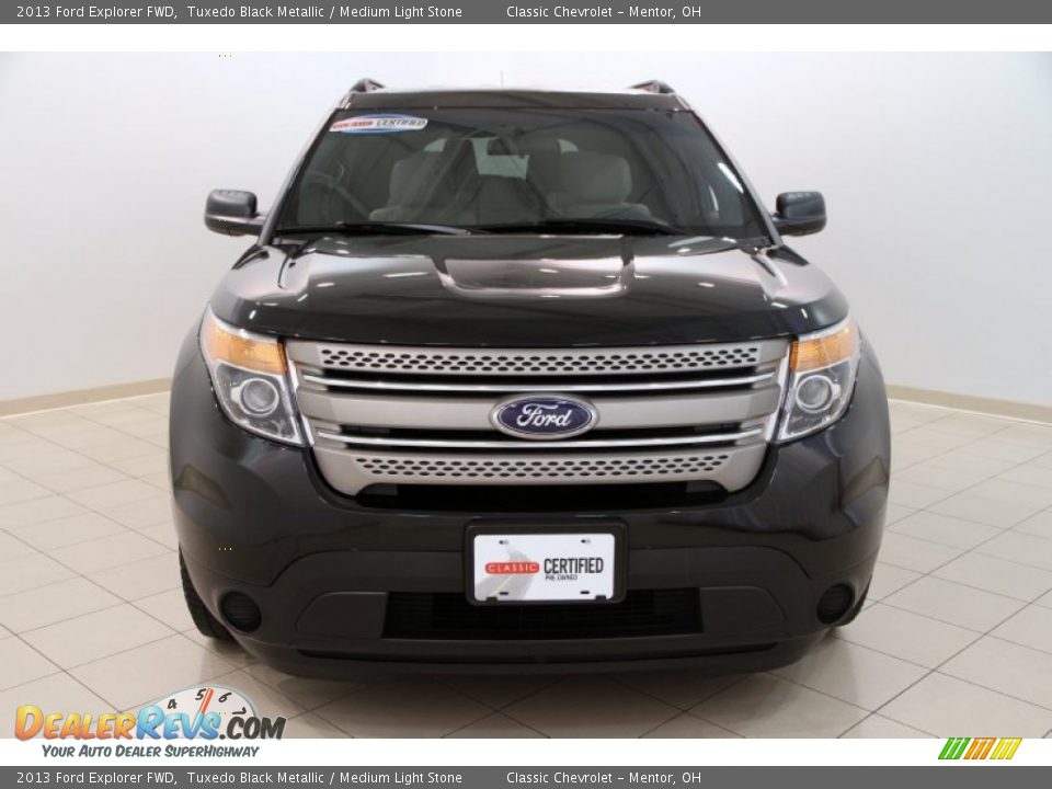 2013 Ford Explorer FWD Tuxedo Black Metallic / Medium Light Stone Photo #2