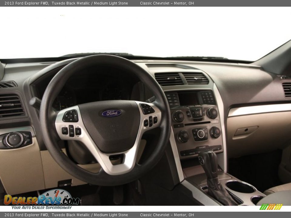 2013 Ford Explorer FWD Tuxedo Black Metallic / Medium Light Stone Photo #7