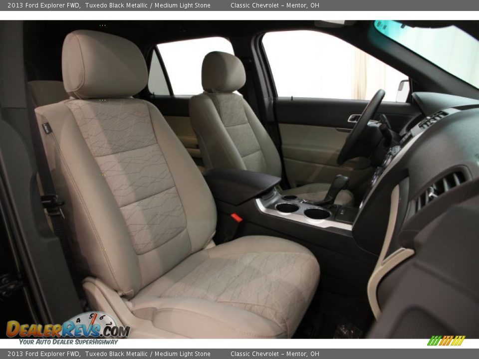 2013 Ford Explorer FWD Tuxedo Black Metallic / Medium Light Stone Photo #13