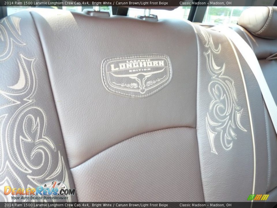2014 Ram 1500 Laramie Longhorn Crew Cab 4x4 Bright White / Canyon Brown/Light Frost Beige Photo #14