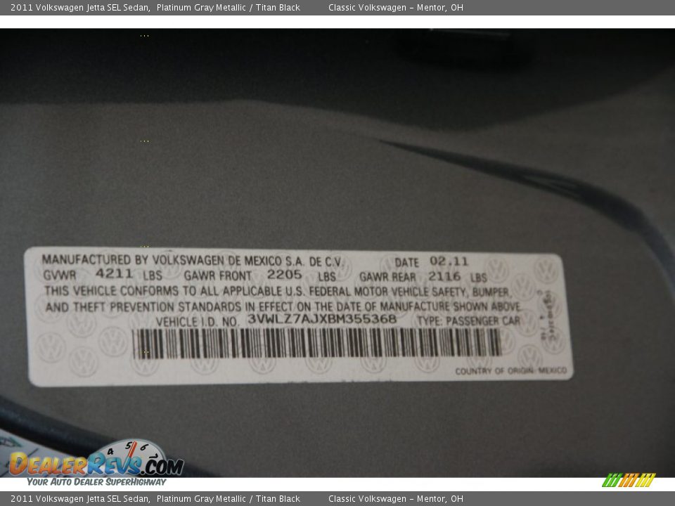 2011 Volkswagen Jetta SEL Sedan Platinum Gray Metallic / Titan Black Photo #20