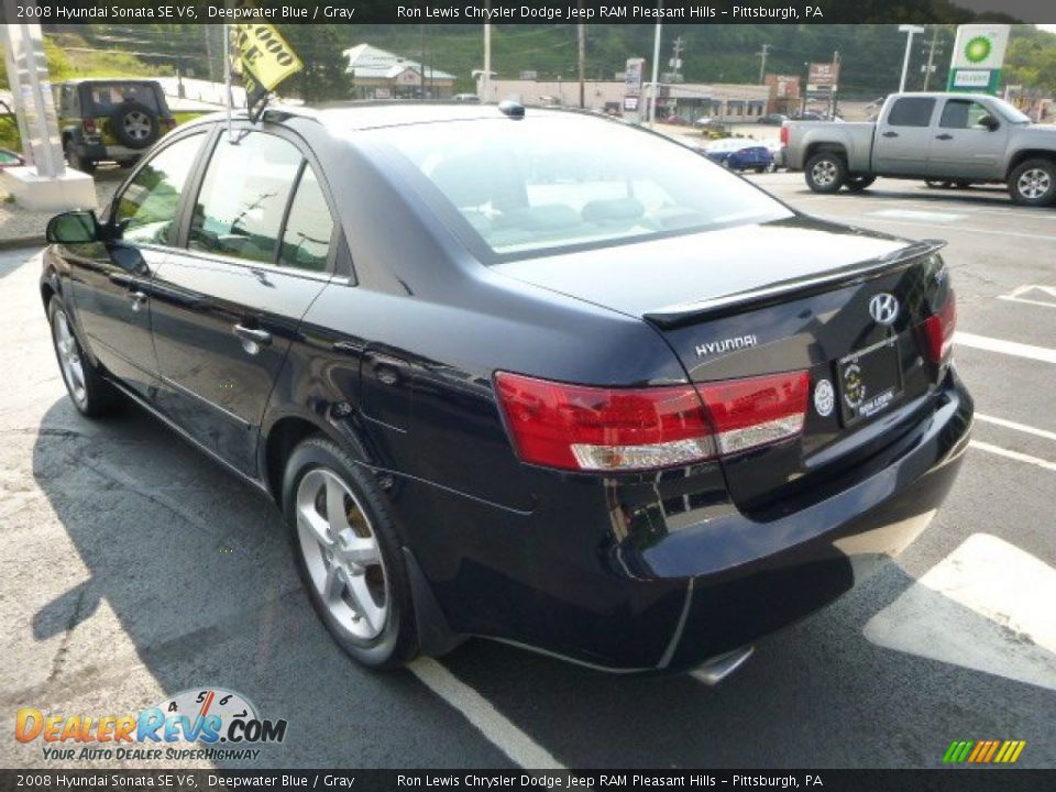 2008 Hyundai Sonata SE V6 Deepwater Blue / Gray Photo #3