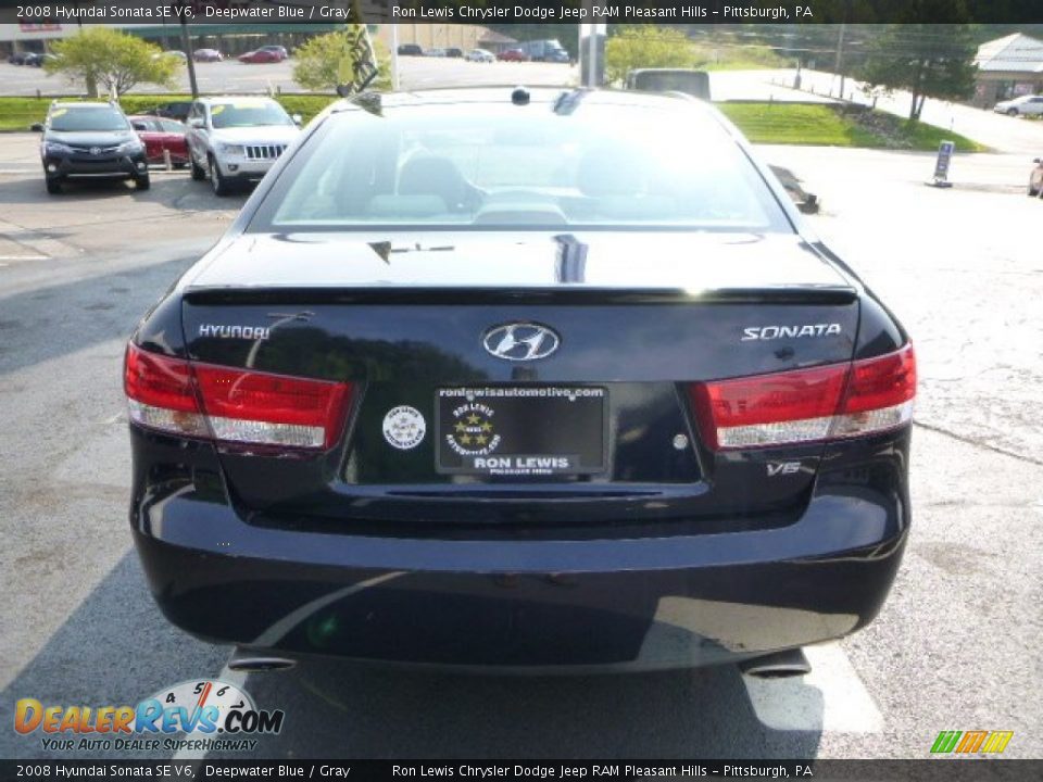 2008 Hyundai Sonata SE V6 Deepwater Blue / Gray Photo #4