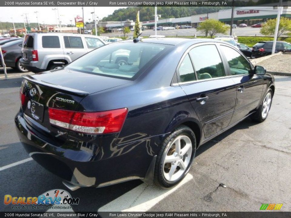 2008 Hyundai Sonata SE V6 Deepwater Blue / Gray Photo #5