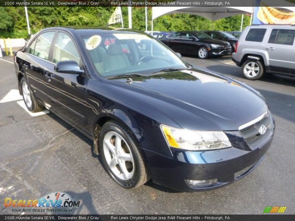 2008 Hyundai Sonata SE V6 Deepwater Blue / Gray Photo #7