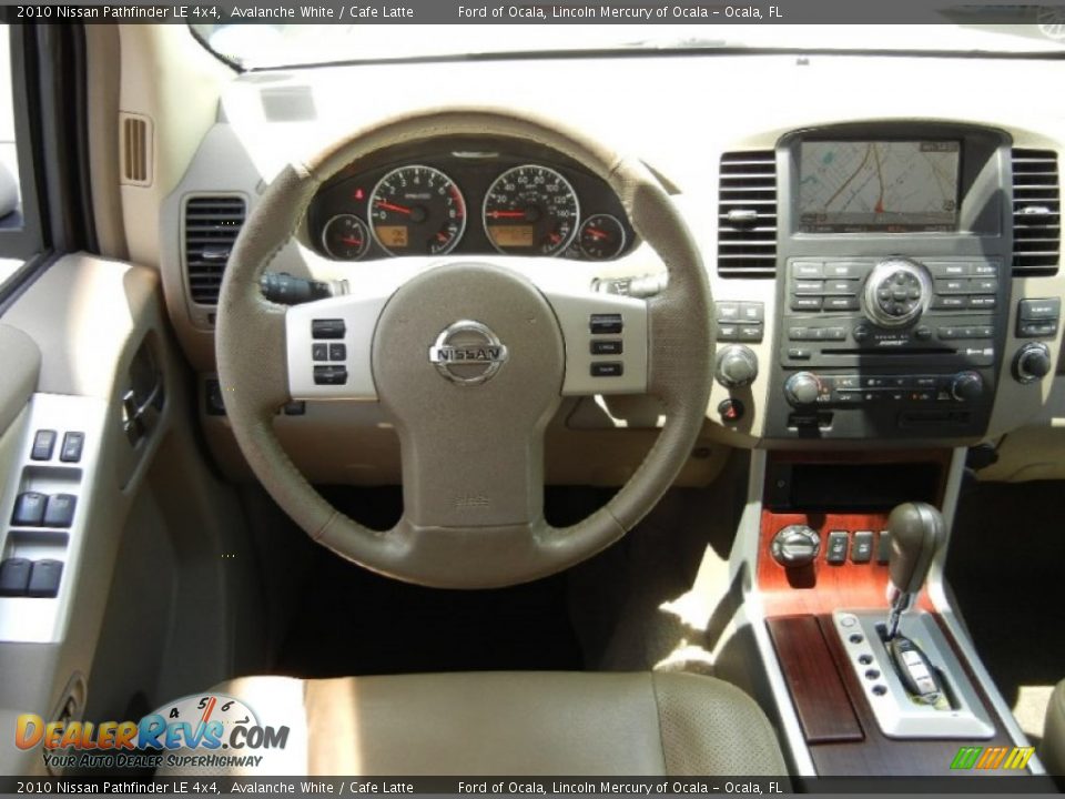 2010 Nissan Pathfinder LE 4x4 Avalanche White / Cafe Latte Photo #22