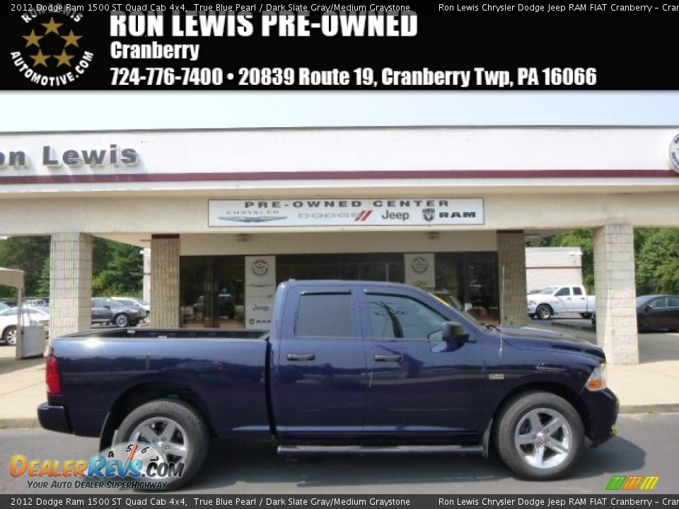 2012 Dodge Ram 1500 ST Quad Cab 4x4 True Blue Pearl / Dark Slate Gray/Medium Graystone Photo #1