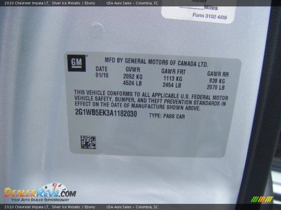 2010 Chevrolet Impala LT Silver Ice Metallic / Ebony Photo #21