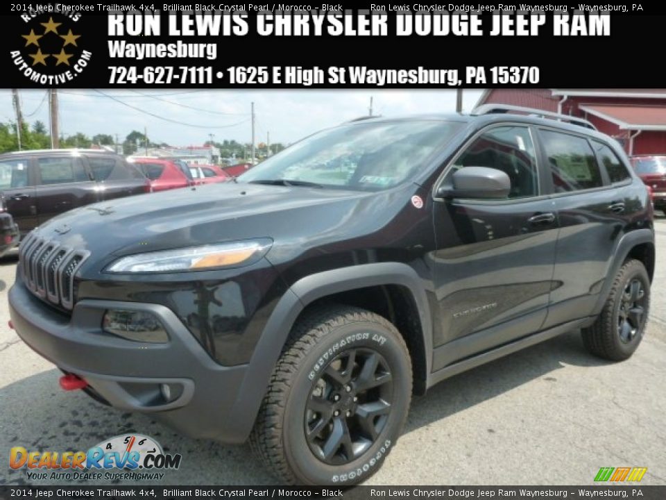 2014 Jeep Cherokee Trailhawk 4x4 Brilliant Black Crystal Pearl / Morocco - Black Photo #1