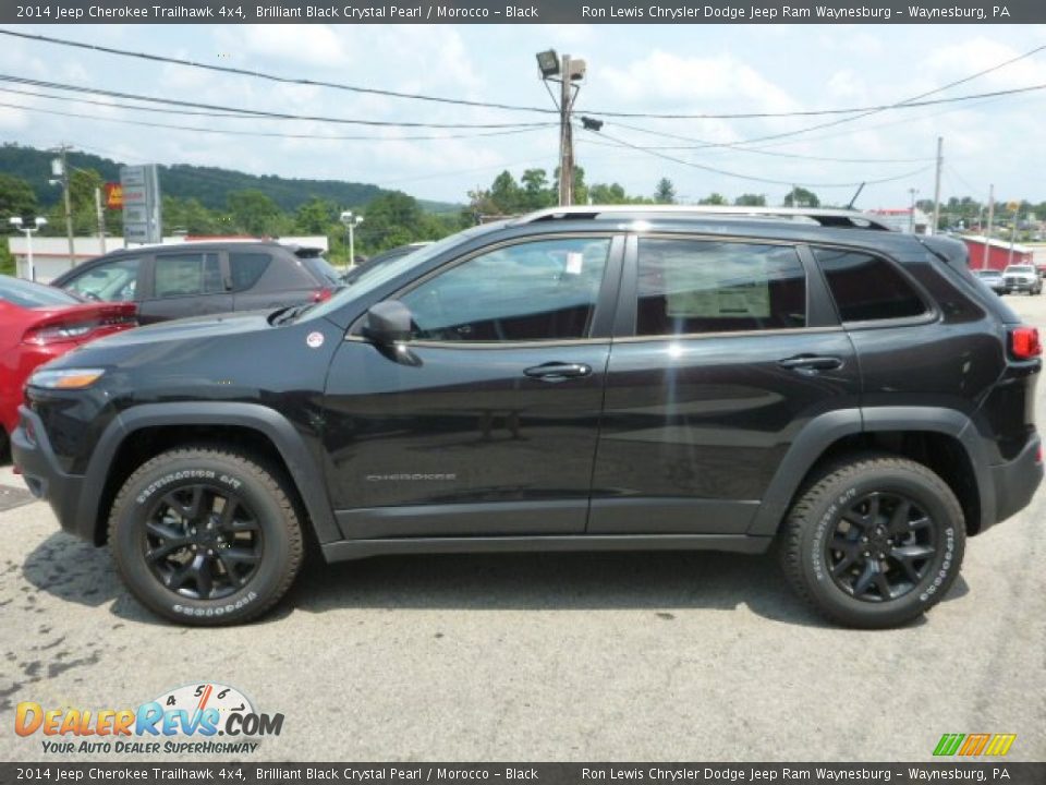 2014 Jeep Cherokee Trailhawk 4x4 Brilliant Black Crystal Pearl / Morocco - Black Photo #2