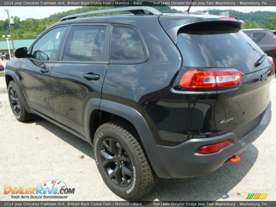 2014 Jeep Cherokee Trailhawk 4x4 Brilliant Black Crystal Pearl / Morocco - Black Photo #3