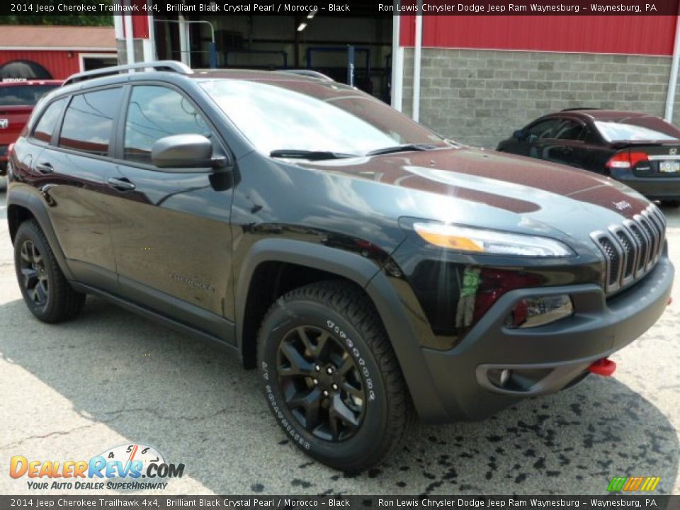 2014 Jeep Cherokee Trailhawk 4x4 Brilliant Black Crystal Pearl / Morocco - Black Photo #7