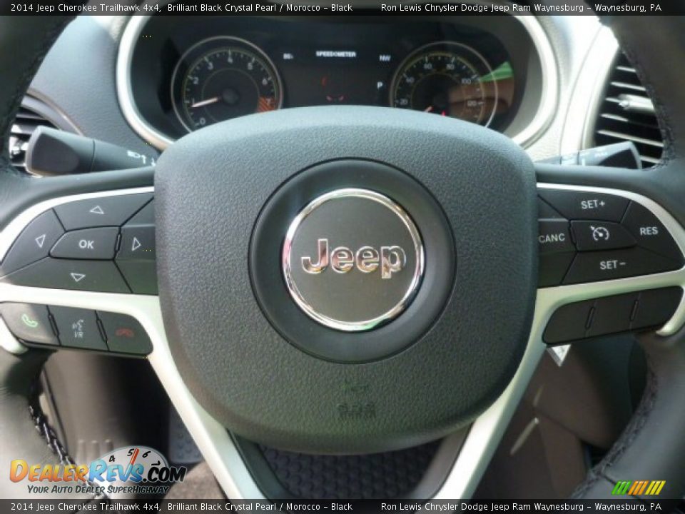 2014 Jeep Cherokee Trailhawk 4x4 Brilliant Black Crystal Pearl / Morocco - Black Photo #14