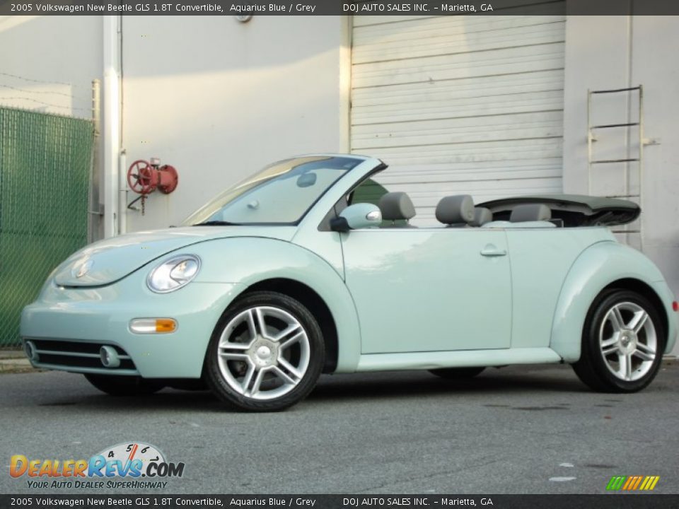 2005 Volkswagen New Beetle GLS 1.8T Convertible Aquarius Blue / Grey Photo #2