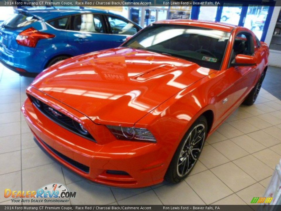 2014 Ford Mustang GT Premium Coupe Race Red / Charcoal Black/Cashmere Accent Photo #2