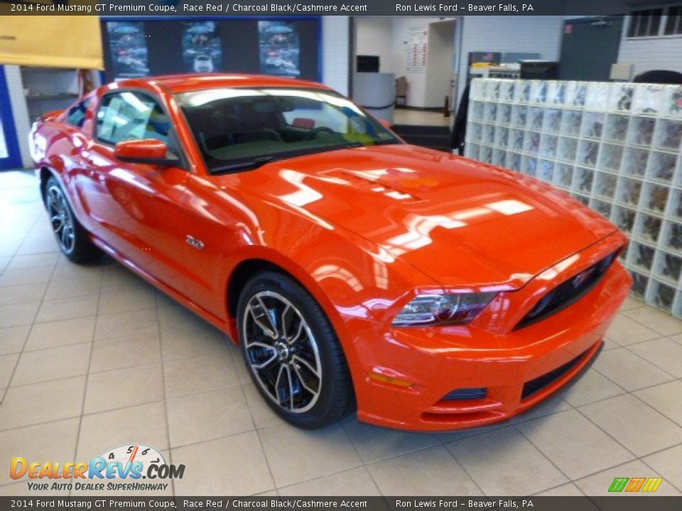 2014 Ford Mustang GT Premium Coupe Race Red / Charcoal Black/Cashmere Accent Photo #4
