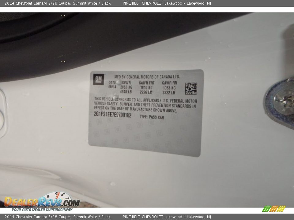 2014 Chevrolet Camaro Z/28 Coupe Summit White / Black Photo #34