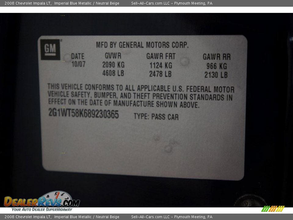 2008 Chevrolet Impala LT Imperial Blue Metallic / Neutral Beige Photo #22