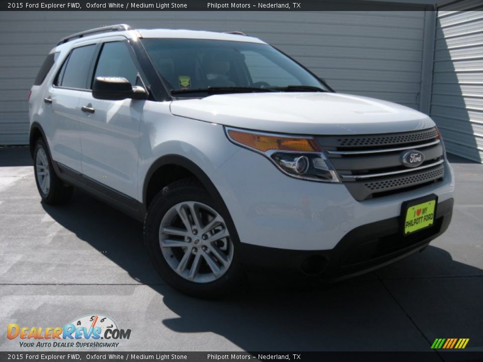 2015 Ford Explorer FWD Oxford White / Medium Light Stone Photo #2